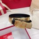 Migliore Repliche Valentino VLogo Cintura reversibile 30mm vitello nera e oro metallizzato Economiche Outlet Online