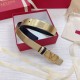 Migliore Repliche Valentino VLogo Cintura reversibile 30mm vitello nera e oro metallizzato Economiche Outlet Online