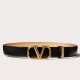 Migliore Repliche Valentino VLogo Cintura reversibile 30mm vitello nera e oro metallizzato Economiche Outlet Online