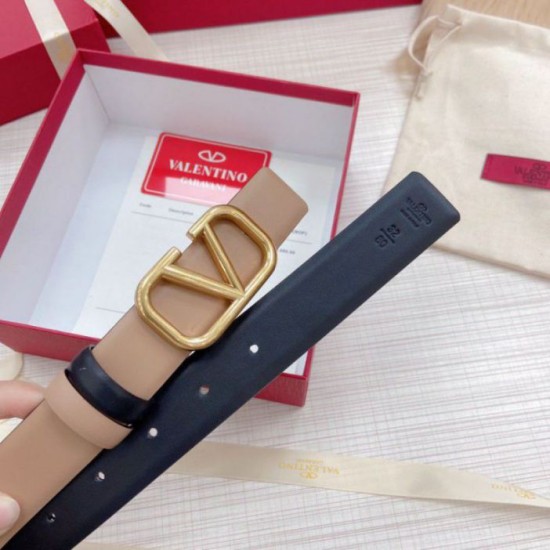 Replica perfetta Valentino VLogo Cintura Reversibile 30mm Beige e Nero Vitello Imitazione Outlet Online