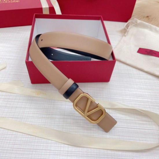 Replica perfetta Valentino VLogo Cintura Reversibile 30mm Beige e Nero Vitello Imitazione Outlet Online
