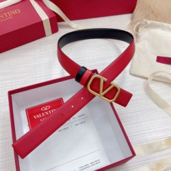 Migliore Repliche Valentino VLogo Cintura Reversibile 30mm Nero e Rosso Vitello Economiche Outlet Online
