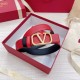 Migliore Repliche Valentino VLogo Cintura Reversibile 30mm Nero e Rosso Vitello Economiche Outlet Online