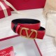Migliore Repliche Valentino VLogo Cintura Reversibile 30mm Nero e Rosso Vitello Economiche Outlet Online