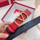 Migliore Repliche Valentino VLogo Cintura Reversibile 30mm Nero e Rosso Vitello Economiche Outlet Online