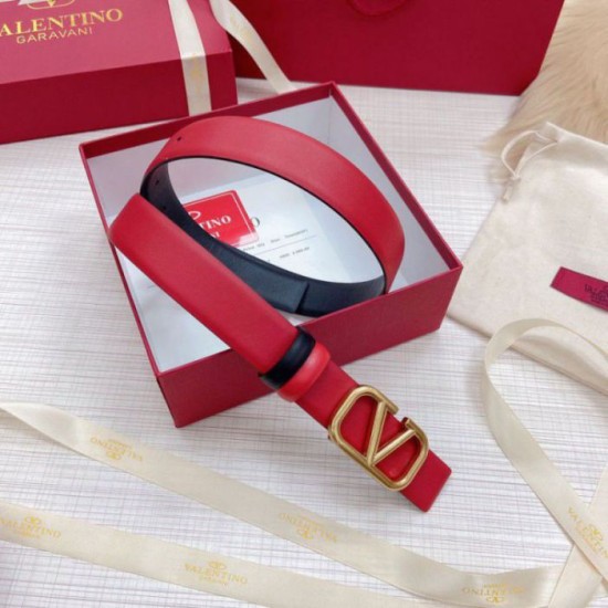 Migliore Repliche Valentino VLogo Cintura Reversibile 30mm Nero e Rosso Vitello Economiche Outlet Online