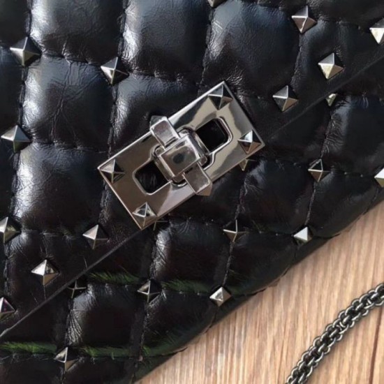 Perfette Qualità Repliche Valentino Rockstud Spike Chain Clutch Agnello Crespo Imitazione