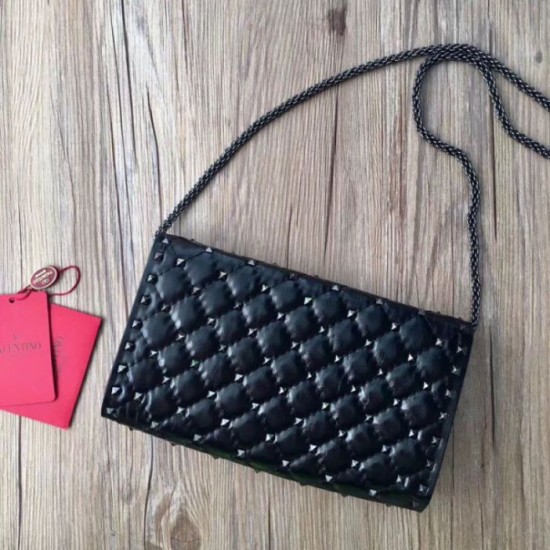 Perfette Qualità Repliche Valentino Rockstud Spike Chain Clutch Agnello Crespo Imitazione