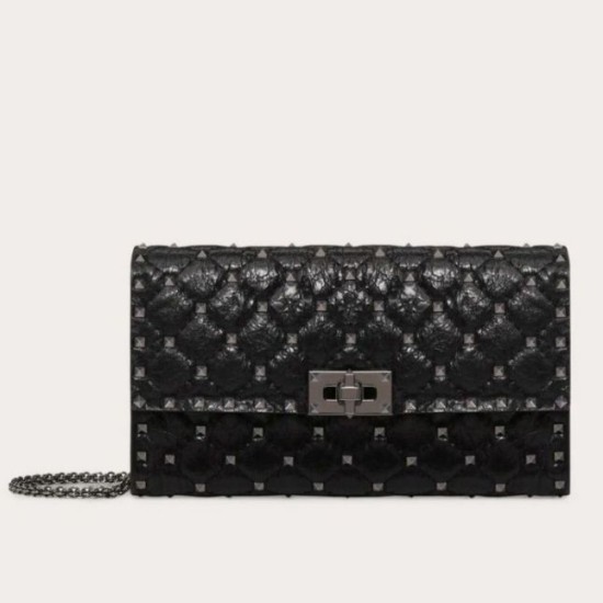 Perfette Qualità Repliche Valentino Rockstud Spike Chain Clutch Agnello Crespo Imitazione