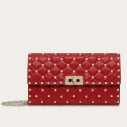 Miglior Falso Valentino Rockstud Spike Chain Clutch Agnello Rossa Economiche Premium