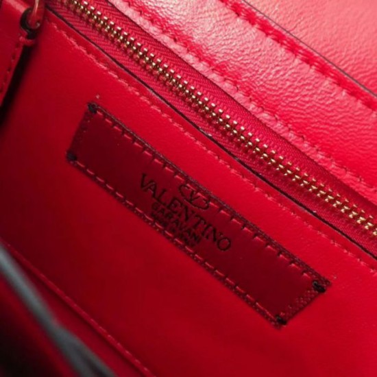 Miglior Falso Valentino Rockstud Spike Chain Clutch Agnello Rossa Economiche Premium