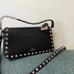 Miglior Falso Valentino Rockstud Piccolo Crossbody Borsa Nero Vitello Granulato Economiche Premium