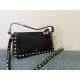 Miglior Falso Valentino Rockstud Piccolo Crossbody Borsa Nero Vitello Granulato Economiche Premium