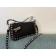 Miglior Falso Valentino Rockstud Piccolo Crossbody Borsa Nero Vitello Granulato Economiche Premium