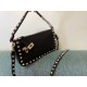 Miglior Falso Valentino Rockstud Piccolo Crossbody Borsa Nero Vitello Granulato Economiche Premium