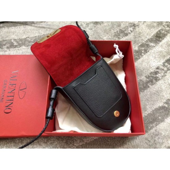 Migliore Repliche Valentino Piccolo Vring Crossbody Borsa Nero Capra Economiche Outlet Online