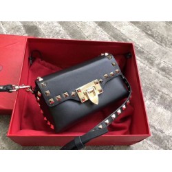 Miglior Falso Valentino Mini Rockstud Crossbody Borsa Nero Vitello Economiche Premium