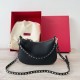 Replica perfetta Valentino Rockstud Piccolo Hobo Borsa Nero vitello granata Imitazione Outlet Online
