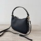 Replica perfetta Valentino Rockstud Piccolo Hobo Borsa Nero vitello granata Imitazione Outlet Online