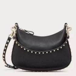 Replica perfetta Valentino Rockstud Piccolo Hobo Borsa Nero vitello granata Imitazione Outlet Online