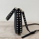 Replica perfetta Valentino Rockstud Piccolo Hobo Borsa Nero vitello granata Imitazione Outlet Online