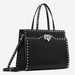 Perfette Qualità Repliche Valentino Nero Medium Rockstud Top Handle Borsa Imitazione