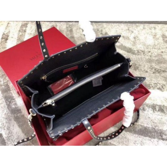 Perfette Qualità Repliche Valentino Nero Medium Rockstud Top Handle Borsa Imitazione