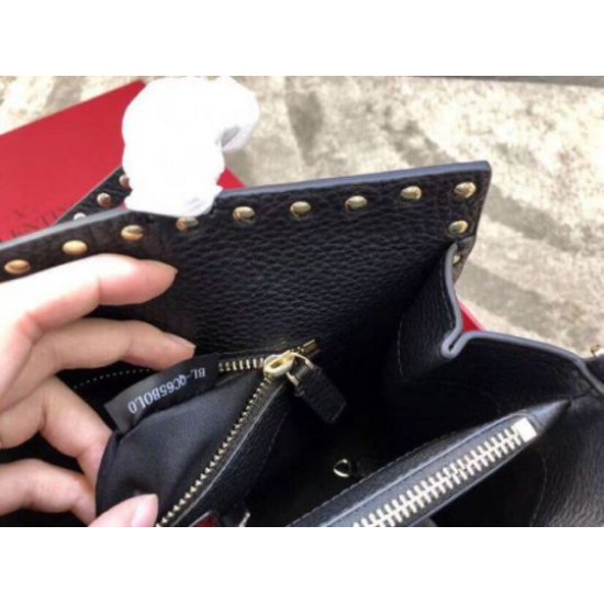 Perfette Qualità Repliche Valentino Nero Medium Rockstud Top Handle Borsa Imitazione