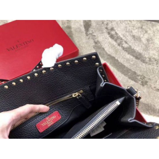 Perfette Qualità Repliche Valentino Nero Medium Rockstud Top Handle Borsa Imitazione