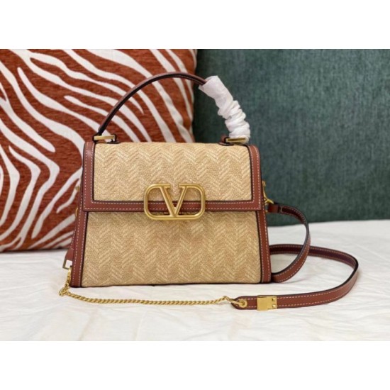 Miglior Falso Valentino Piccolo Vsling HandBorsa Chevron Raffia Economiche Premium