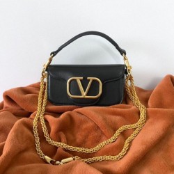Perfette Qualità Repliche Valentino Loco Piccolo Borse a tracolla Nero Vitello Imitazione