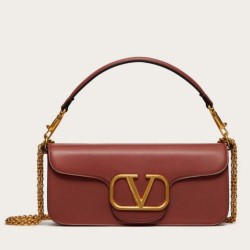 Miglior Falso Valentino Loco Grande Borsa A Tracolla Marrone Vitello Economiche Premium