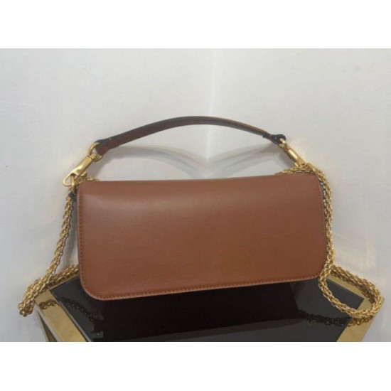 Miglior Falso Valentino Loco Grande Borsa A Tracolla Marrone Vitello Economiche Premium