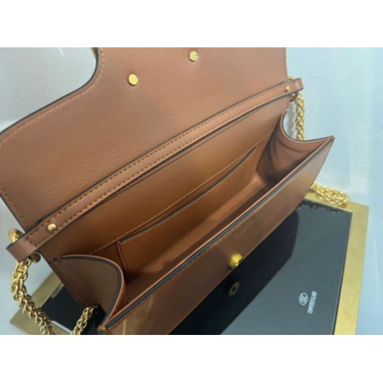 Miglior Falso Valentino Loco Grande Borsa A Tracolla Marrone Vitello Economiche Premium
