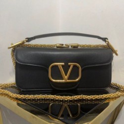 Migliore Repliche Valentino Loco Grande Borsa A Tracolla Nero Vitello Economiche Outlet Online