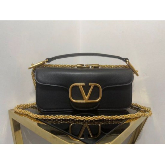 Migliore Repliche Valentino Loco Grande Borsa A Tracolla Nero Vitello Economiche Outlet Online