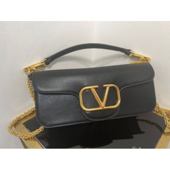 Migliore Repliche Valentino Loco Grande Borsa A Tracolla Nero Vitello Economiche Outlet Online