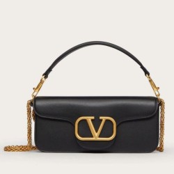 Migliore Repliche Valentino Loco Grande Borsa A Tracolla Nero Vitello Economiche Outlet Online