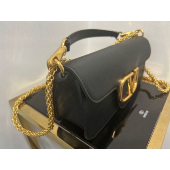 Migliore Repliche Valentino Loco Grande Borsa A Tracolla Nero Vitello Economiche Outlet Online