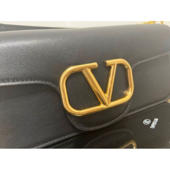 Migliore Repliche Valentino Loco Grande Borsa A Tracolla Nero Vitello Economiche Outlet Online
