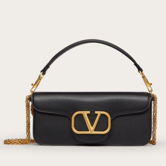 Migliore Repliche Valentino Loco Grande Borsa A Tracolla Nero Vitello Economiche Outlet Online