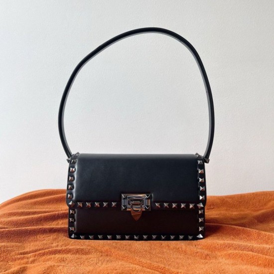Replica perfetta Valentino Rockstud23 Borsa a tracolla vitello nera Imitazione Outlet Online
