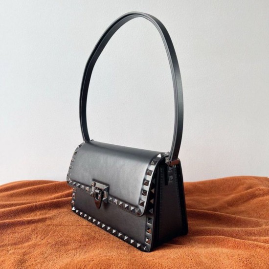 Replica perfetta Valentino Rockstud23 Borsa a tracolla vitello nera Imitazione Outlet Online