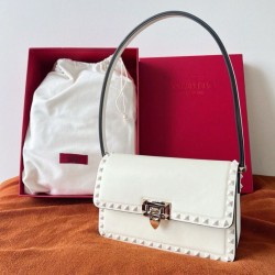 Replica perfetta Valentino Rockstud23 Borsa a tracolla vitello bianca Imitazione Outlet Online