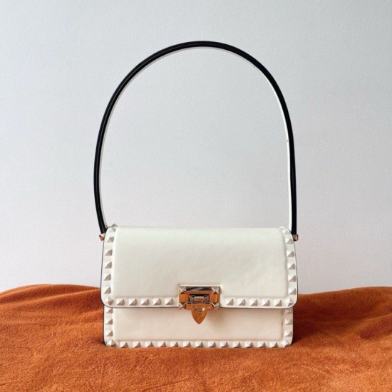 Replica perfetta Valentino Rockstud23 Borsa a tracolla vitello bianca Imitazione Outlet Online