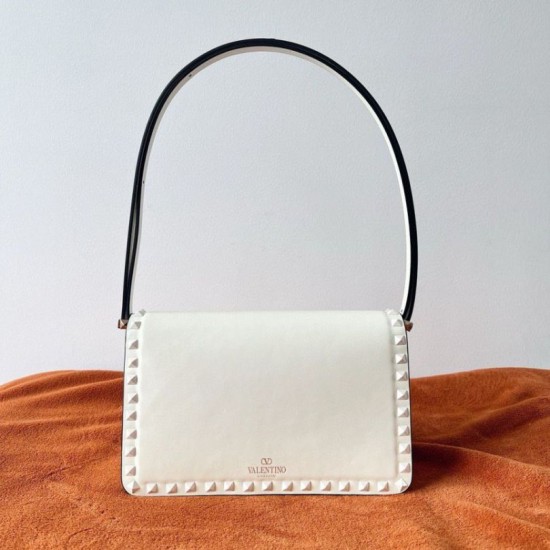 Replica perfetta Valentino Rockstud23 Borsa a tracolla vitello bianca Imitazione Outlet Online