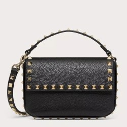 Replica perfetta Valentino Rockstud Pouch Borsa Nero Granulato Imitazione Outlet Online
