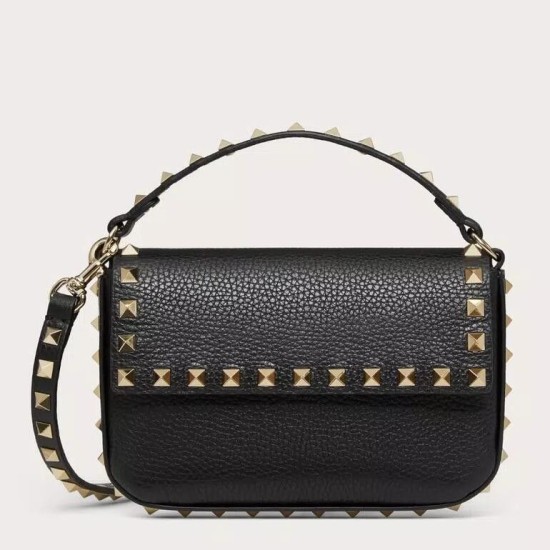 Replica perfetta Valentino Rockstud Pouch Borsa Nero Granulato Imitazione Outlet Online