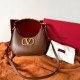 Miglior Falso Valentino Stud Sign Hobo Borsa Marrone Scuro Economiche Premium