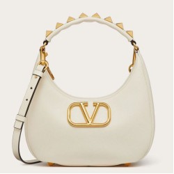 Migliore Repliche Valentino Stud Sign Hobo Borsa Bianco Vitello Economiche Outlet Online